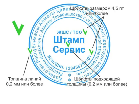 Образец правильно подготовленного макета печати с соблюдением толщины линий и размера шрифта.